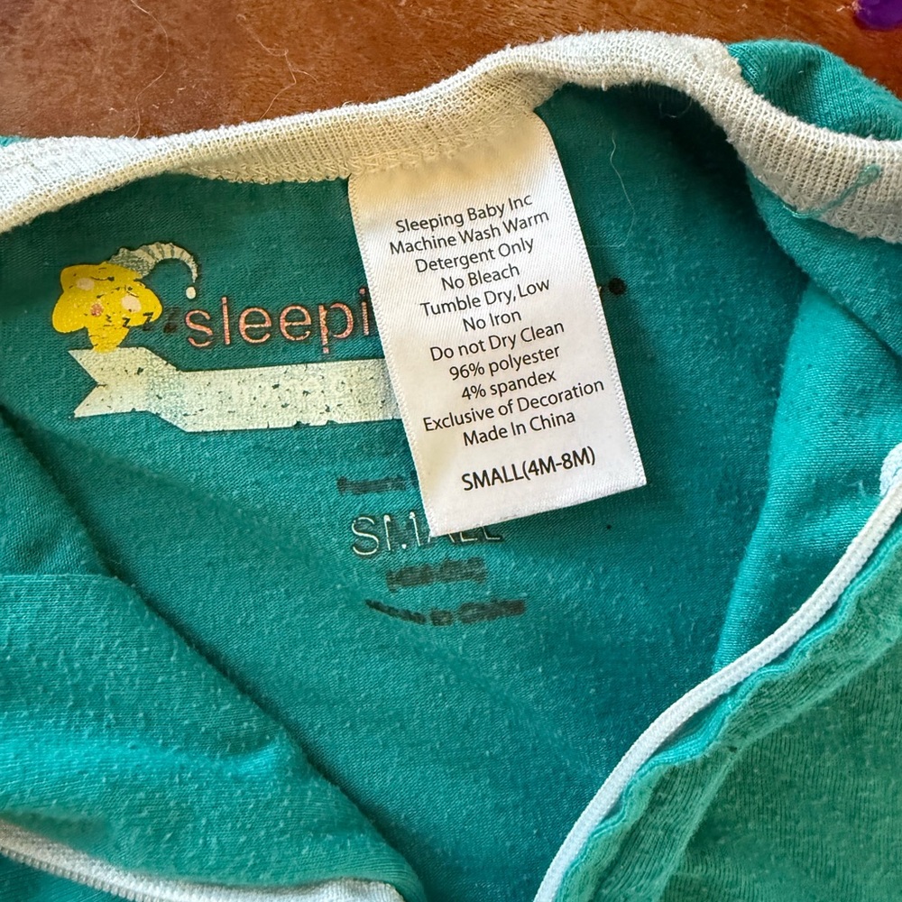 Sleeping Baby Teal Baby Onesie